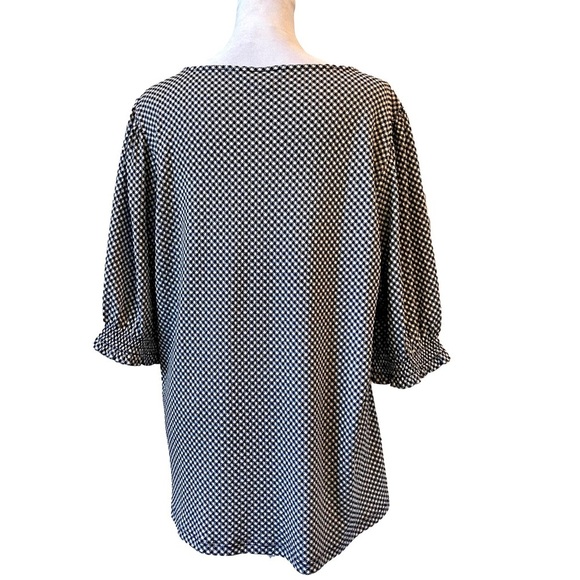 Ann Taylor Scoop Neck Checkered Print Top with Half Sleeves Size XL - Picture 3 of 8